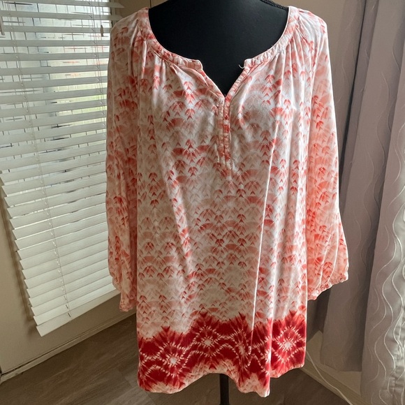 Orange and white peasant blouse - Picture 1 of 6